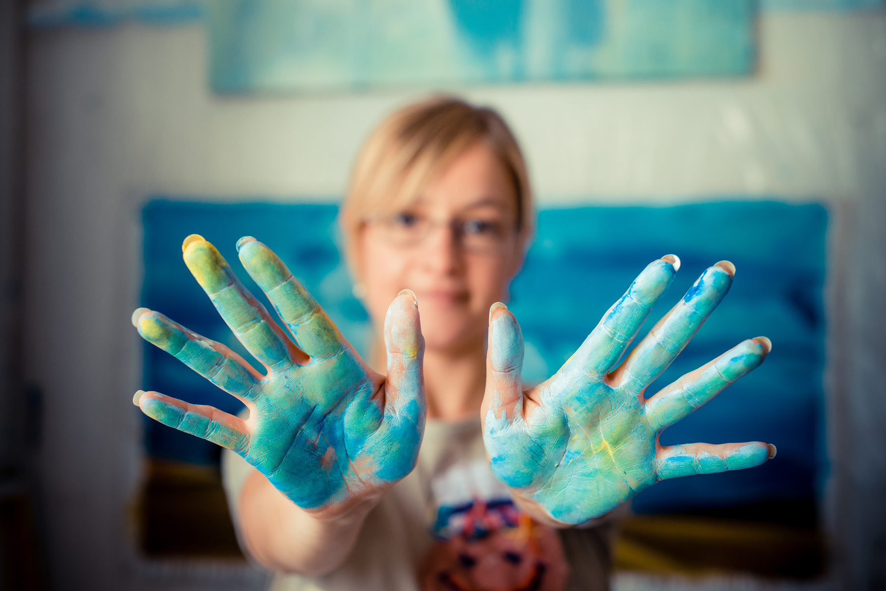 Beautiful Blonde Woman Painter